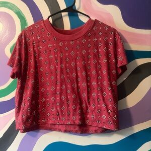 Red Patterned Crop Top
